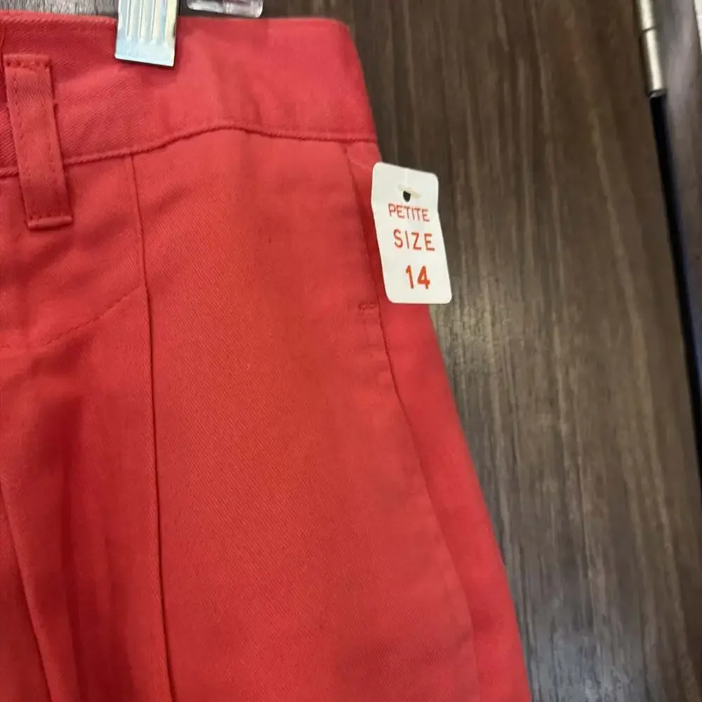 NWT Vintage 80s Essentials Petite High Waisted Pleated Pants 14 Red/Cora W28/L27